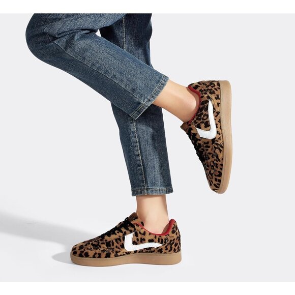 Women's  Leopard Retro Fashion Sneakers Classic Casual Walking Shoes - Picture 7 of 7